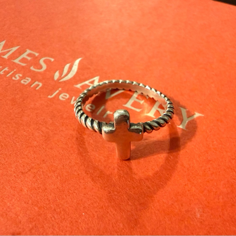 James Avery Twisted Silver Cross Ring
